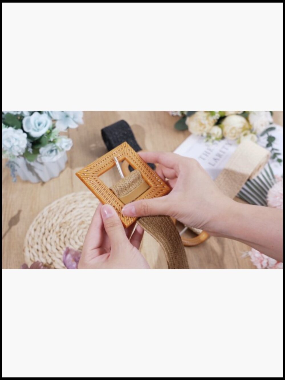 Straw Woven Elastic Waist Belt Bohemian Dress Braided Belt Vintage Buckle 3 Pack - Picture 7 of 7